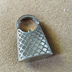 Silver Patterned Padlock Charm